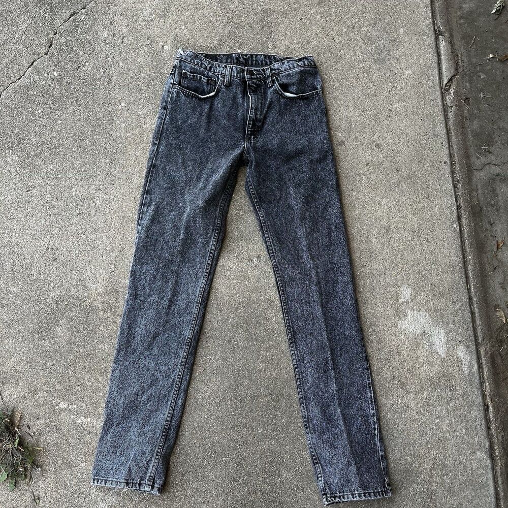 Levis 505 30x33 Black Regular Fit Straight Leg Men Jean Made in USA Vintage 90’s - Picture 8 of 16